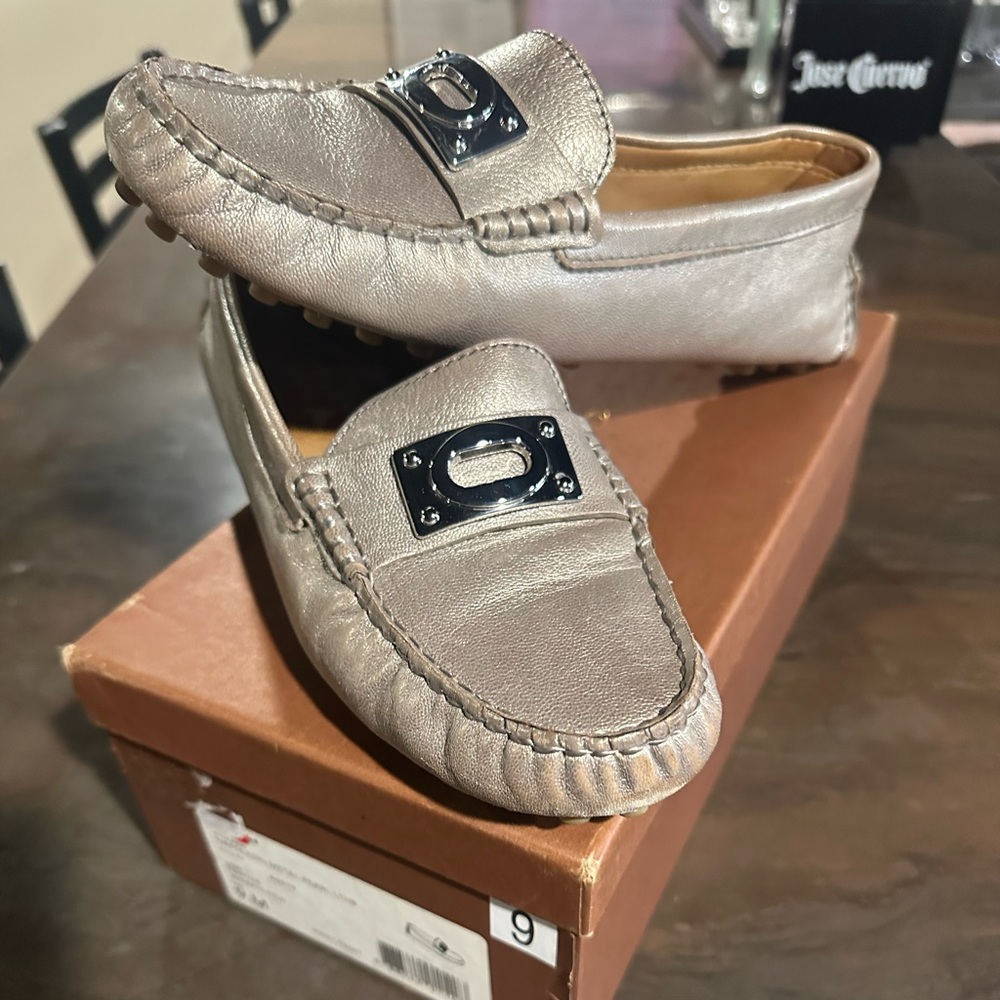 Coach Metallic Silver Loafers